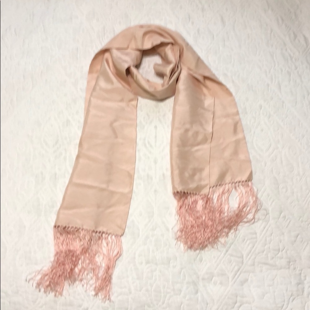J Crew Pink Silk Tassel Scarf NWT